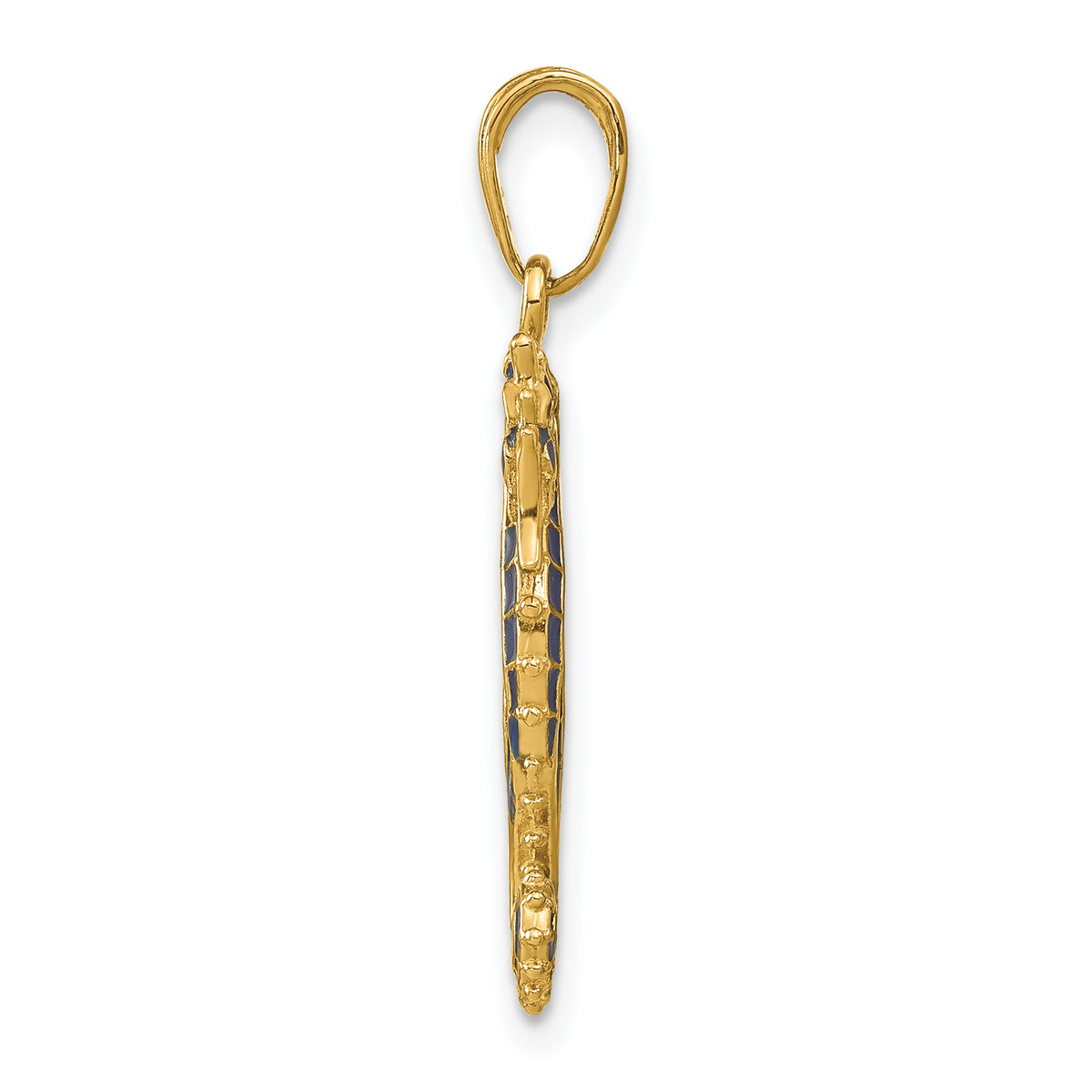 14k Yellow Gold 3-D Blue Enameled Seahorse Pendant, view 2