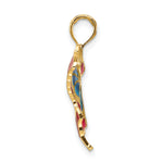 14K Small Enameled Blue and Red Butterfly Charm - 31 x 24 mm