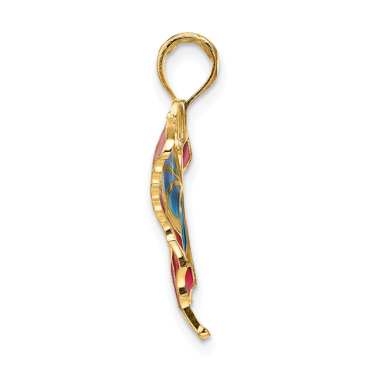 14K Small Enameled Blue and Red Butterfly Charm - 31 x 24 mm