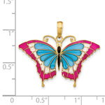 14K Small Enameled Blue and Red Butterfly Charm - 31 x 24 mm