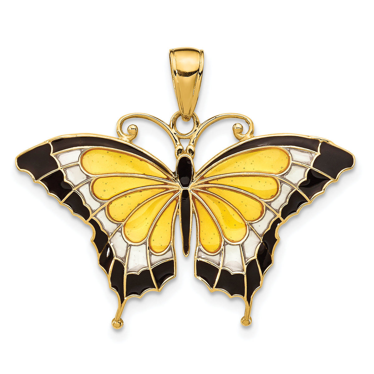 14k Yellow Gold Polished Butterfly Pendant - 31 x 24 mm