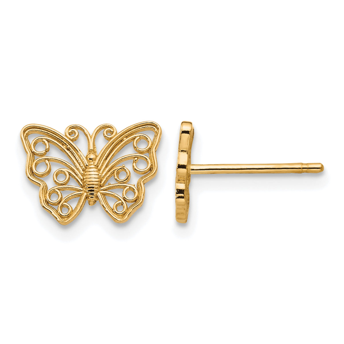 14k Yellow Gold Cut-out Butterfly Post Earrings