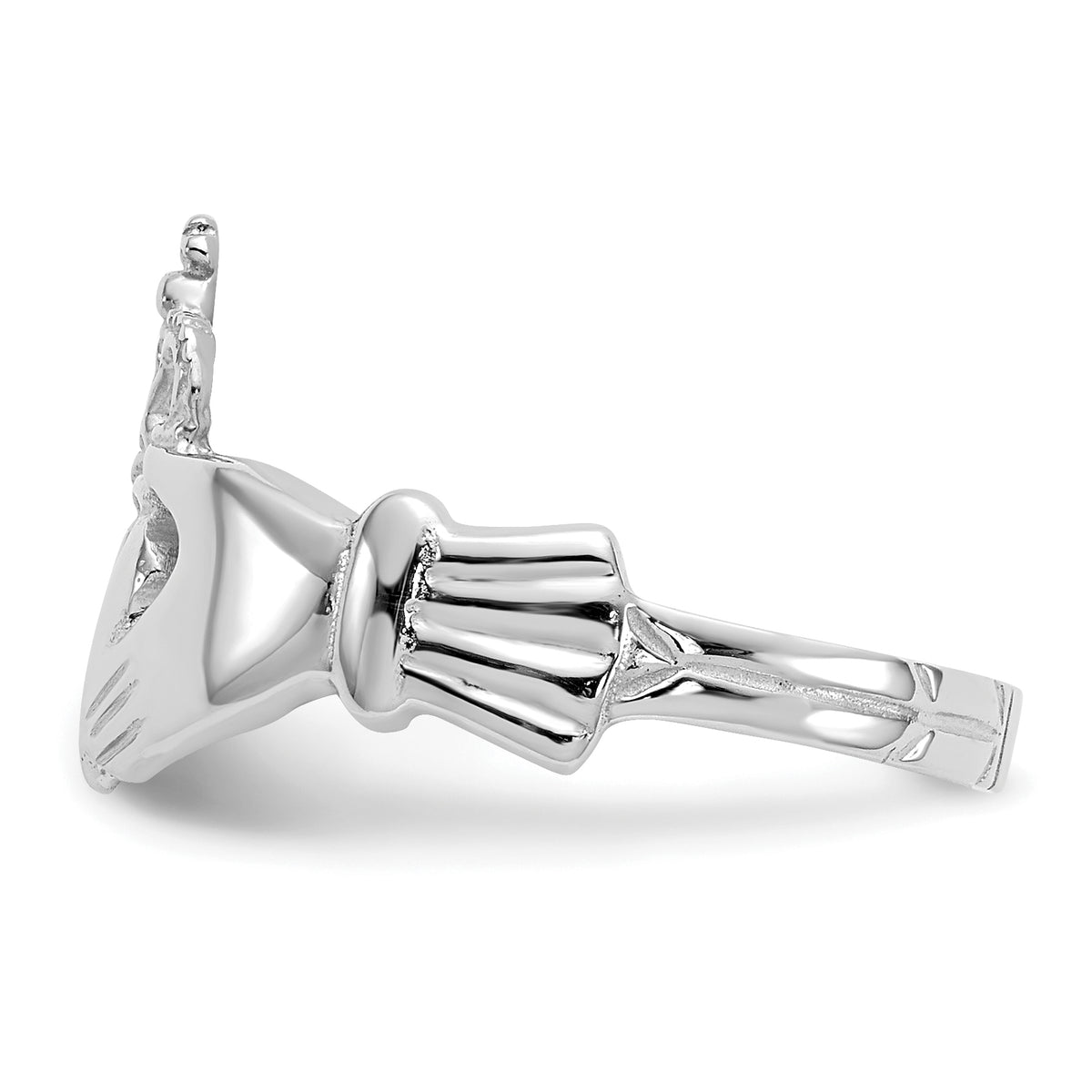 Polished Claddagh Ring - 14k White Gold