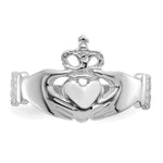 Polished Claddagh Ring - 14k White Gold