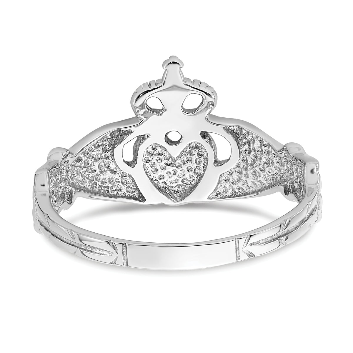 Polished Claddagh Ring - 14k White Gold