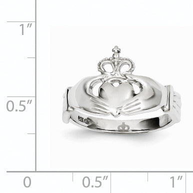 Polished Claddagh Ring - 14k White Gold
