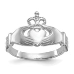 Polished Claddagh Ring - 14k White Gold