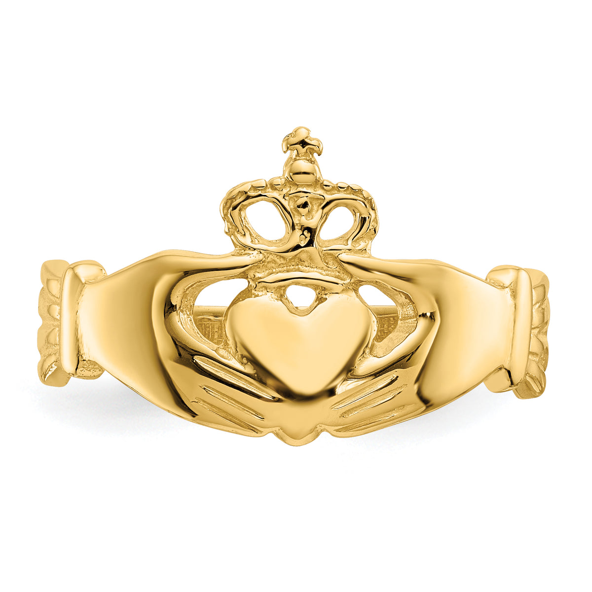Polished Claddagh Ring - 14k Yellow Gold
