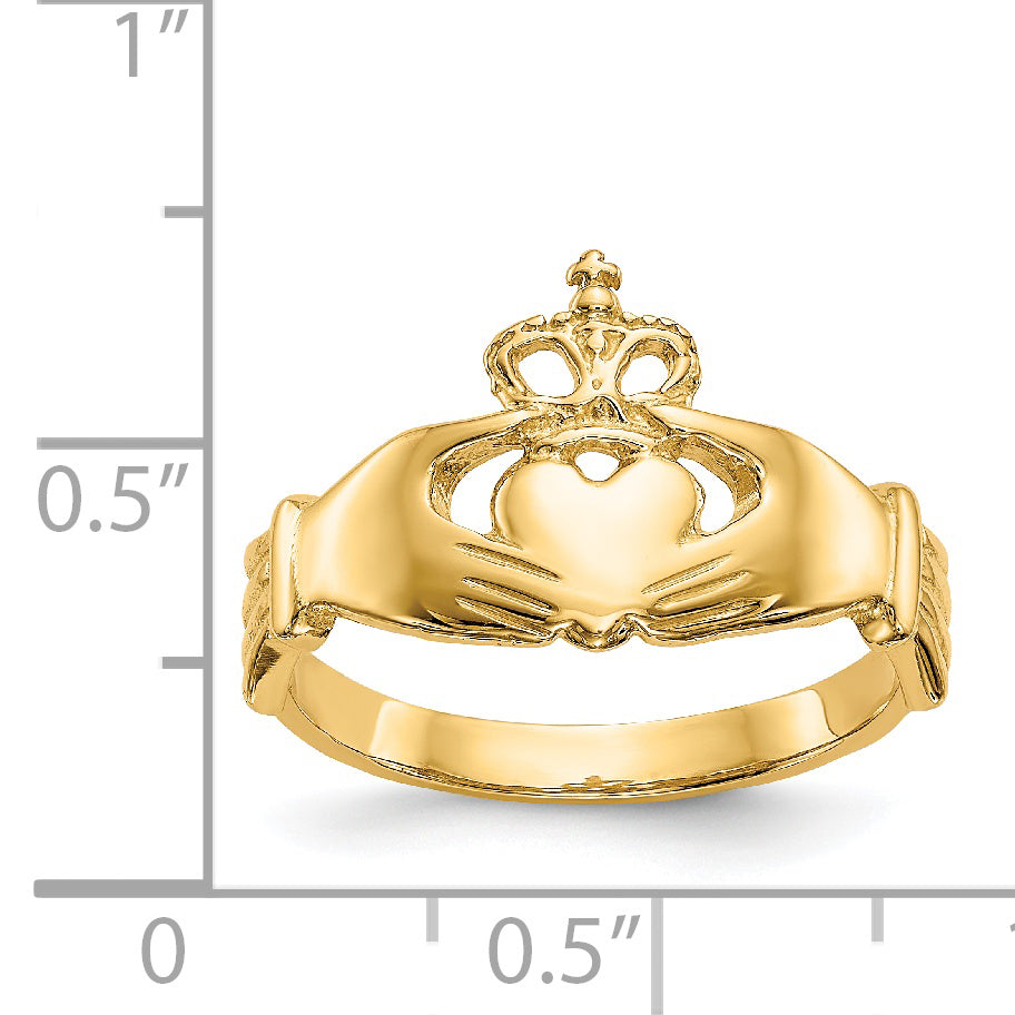 Polished Claddagh Ring - 14k Yellow Gold