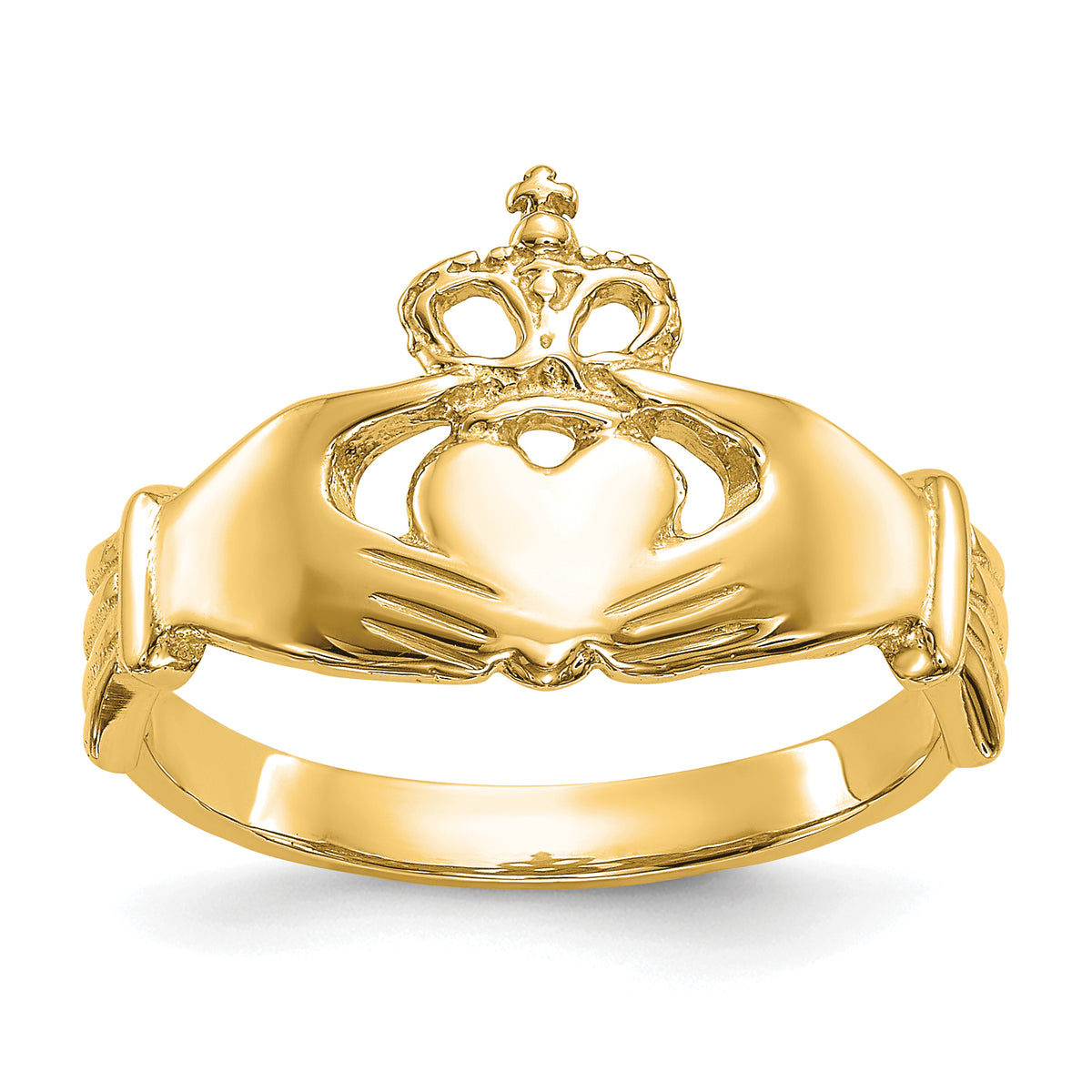 Polished Claddagh Ring - 14k Yellow Gold