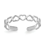 Gold Polished Heart Toe Ring - 14k White Gold