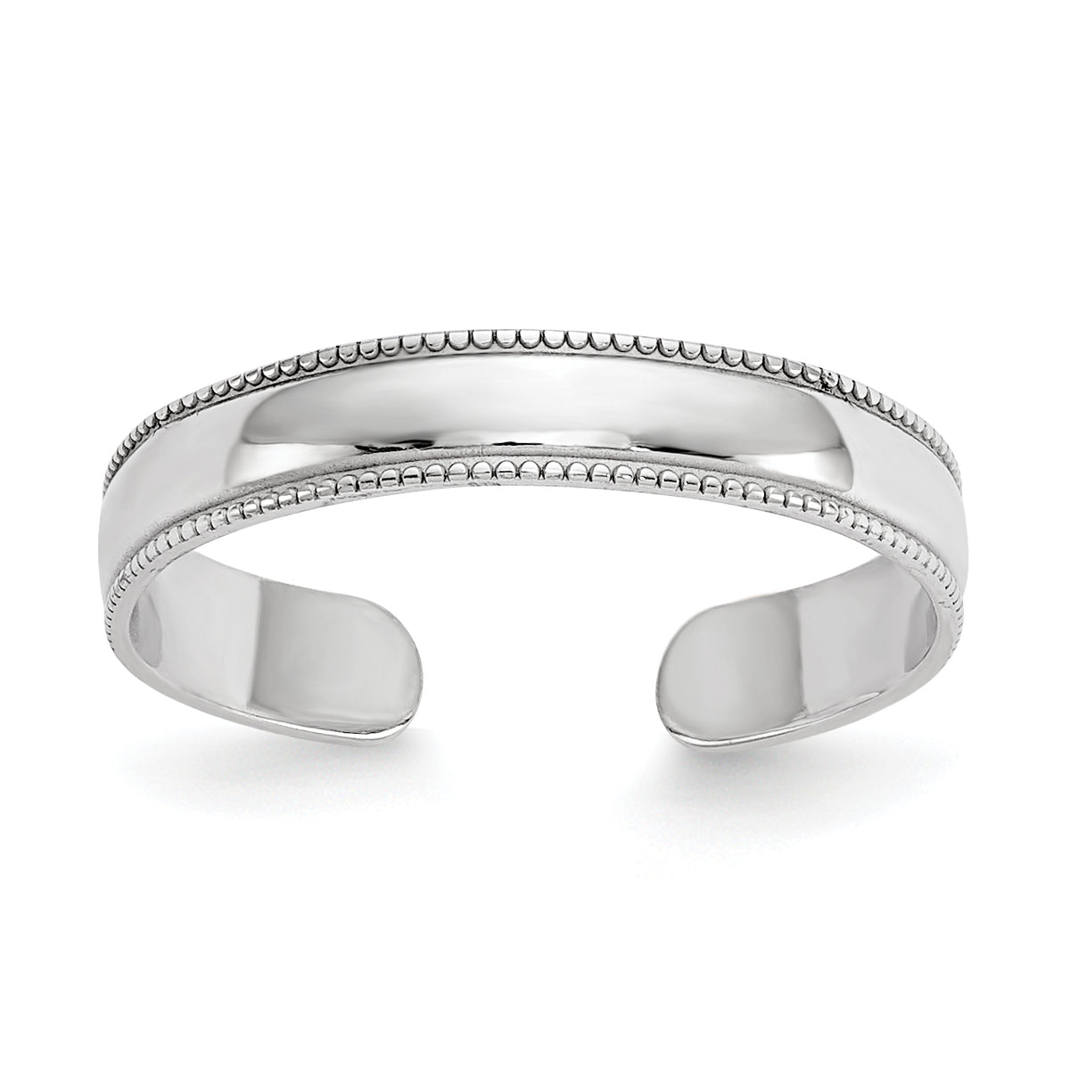 Gold Polished and Beaded Toe Ring - 14k White Gold