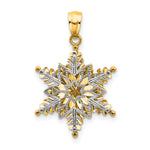 14k Two-tone Polished and Textured 2-Level Snowflake Pendant