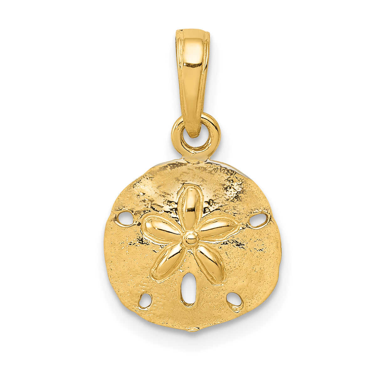 14k Gold Polished Sand Dollar Pendant - 14k Yellow Gold