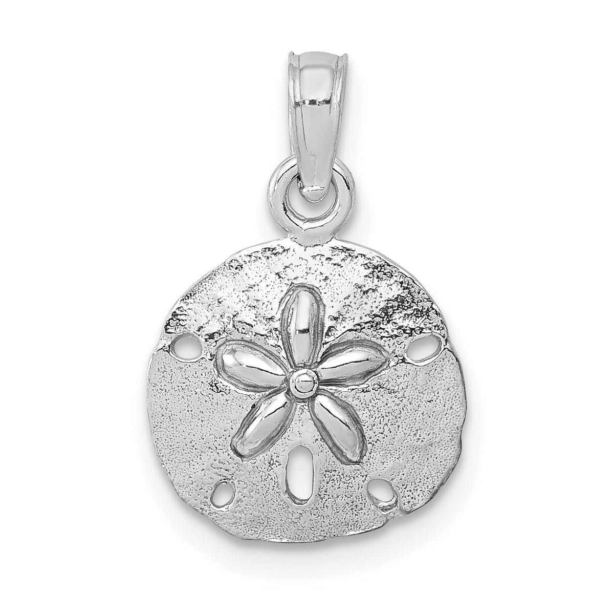 14k Gold Polished Sand Dollar Pendant - 14k White Gold