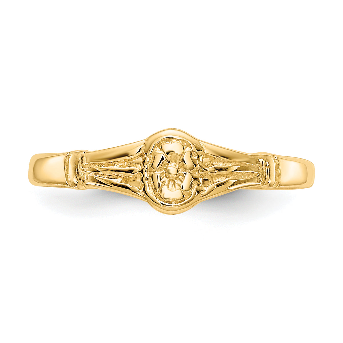 14K Polished Oval Flower Size 2.25 Ring