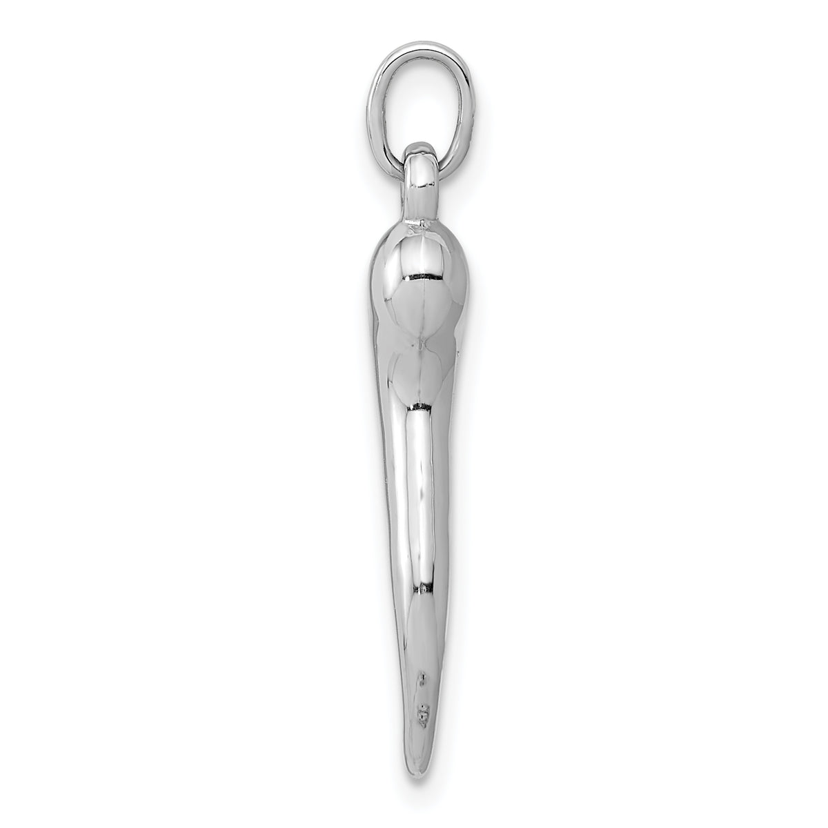 Gold Polished Italian Horn Pendant - 14k White Gold / 7 x 24.5 mm