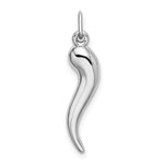 Gold Polished Italian Horn Pendant - 14k White Gold / 7 x 24.5 mm
