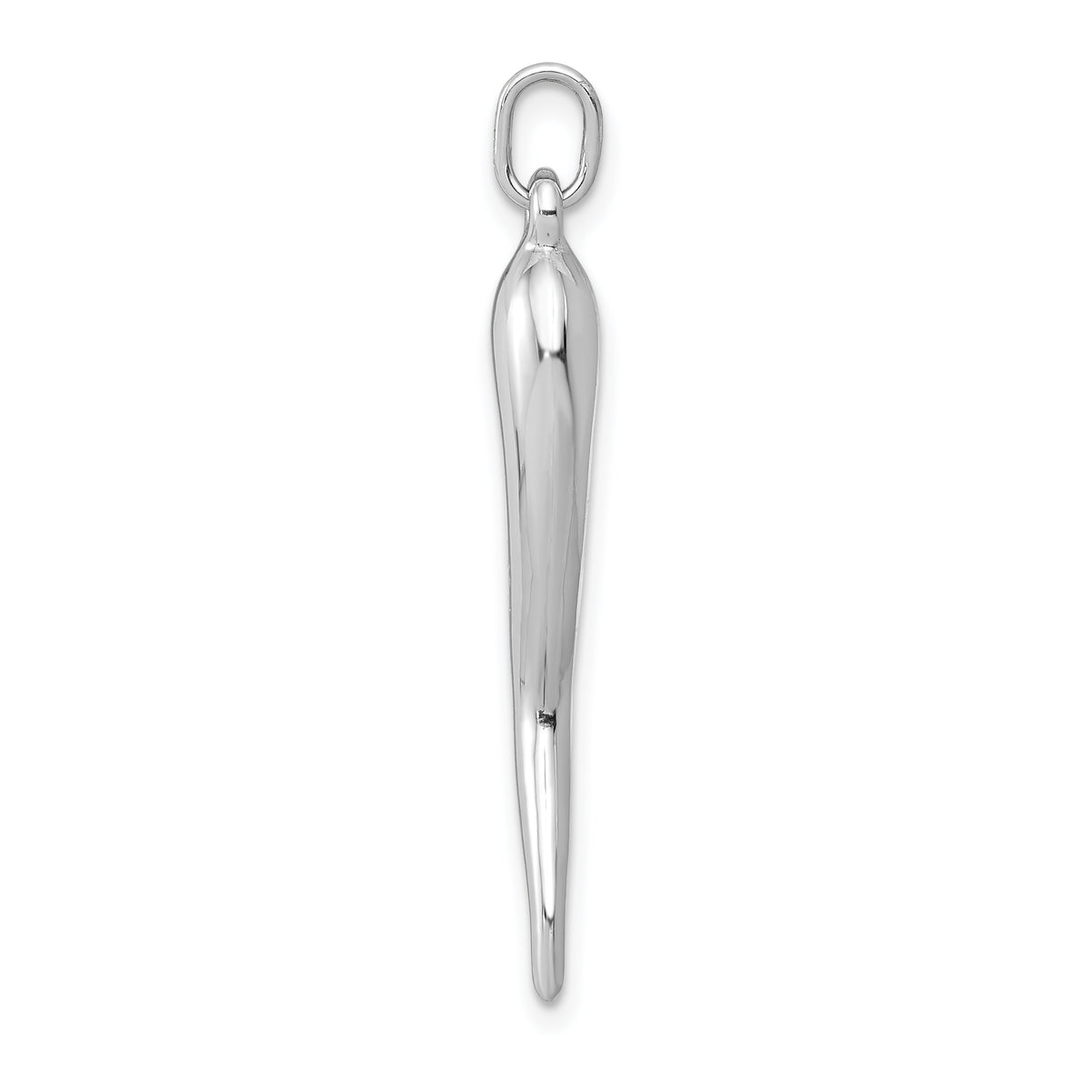 Gold Polished Italian Horn Pendant - 14k White Gold / 6.5 x 32 mm