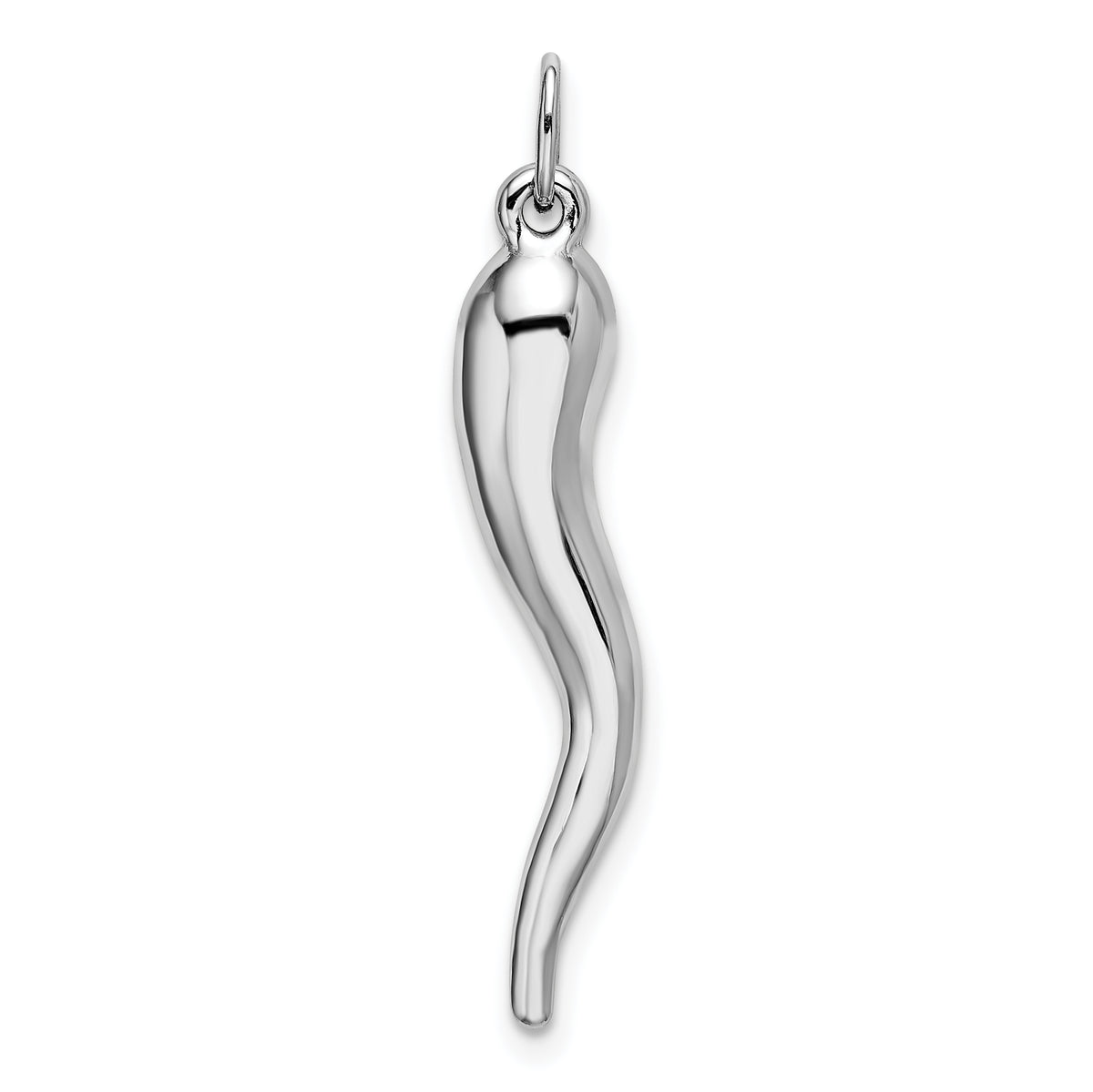 Gold Polished Italian Horn Pendant - 14k White Gold / 6.5 x 32 mm