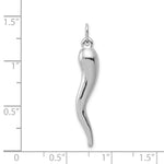 Gold Polished Italian Horn Pendant - 14k White Gold / 6.5 x 32 mm