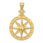 Gold Polished Compass Pendant - 20.1 x 26.15 mm