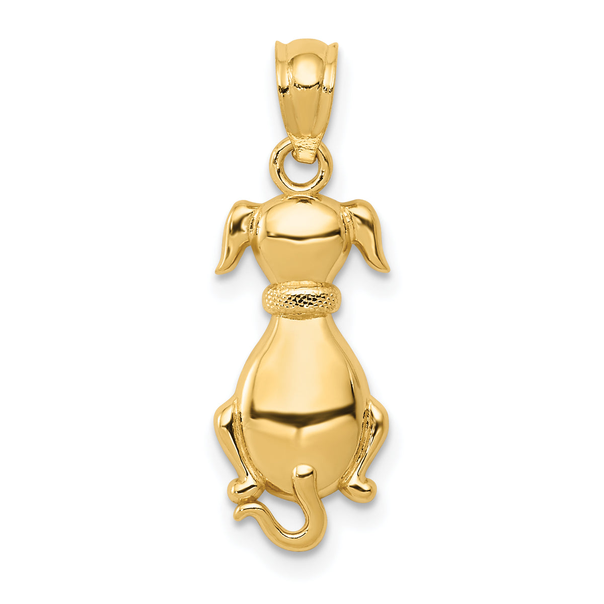 14k Yellow Gold Polished Sitting Dog Back Pendant