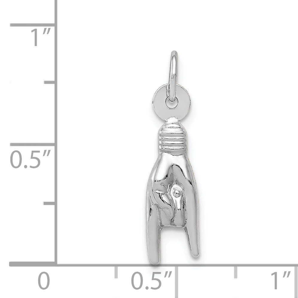 Gold Polished Sign Language Pendant - 14k White Gold