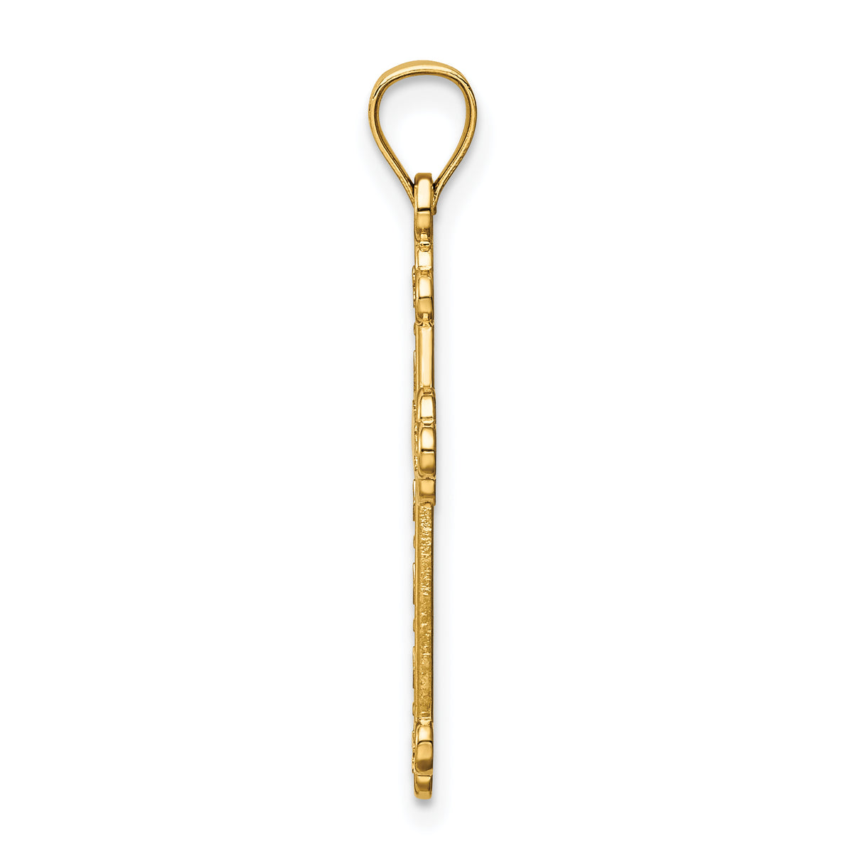 14k Yellow Gold Satin and Polished Faith Cross Pendant, view 2