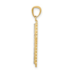 Gold Diamond-cut Cross Pendant - 14k Gold with White Rhodium / 15.44 x 23.47 mm