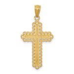 Gold Diamond-cut Cross Pendant - 14k Gold with White Rhodium / 15.44 x 23.47 mm