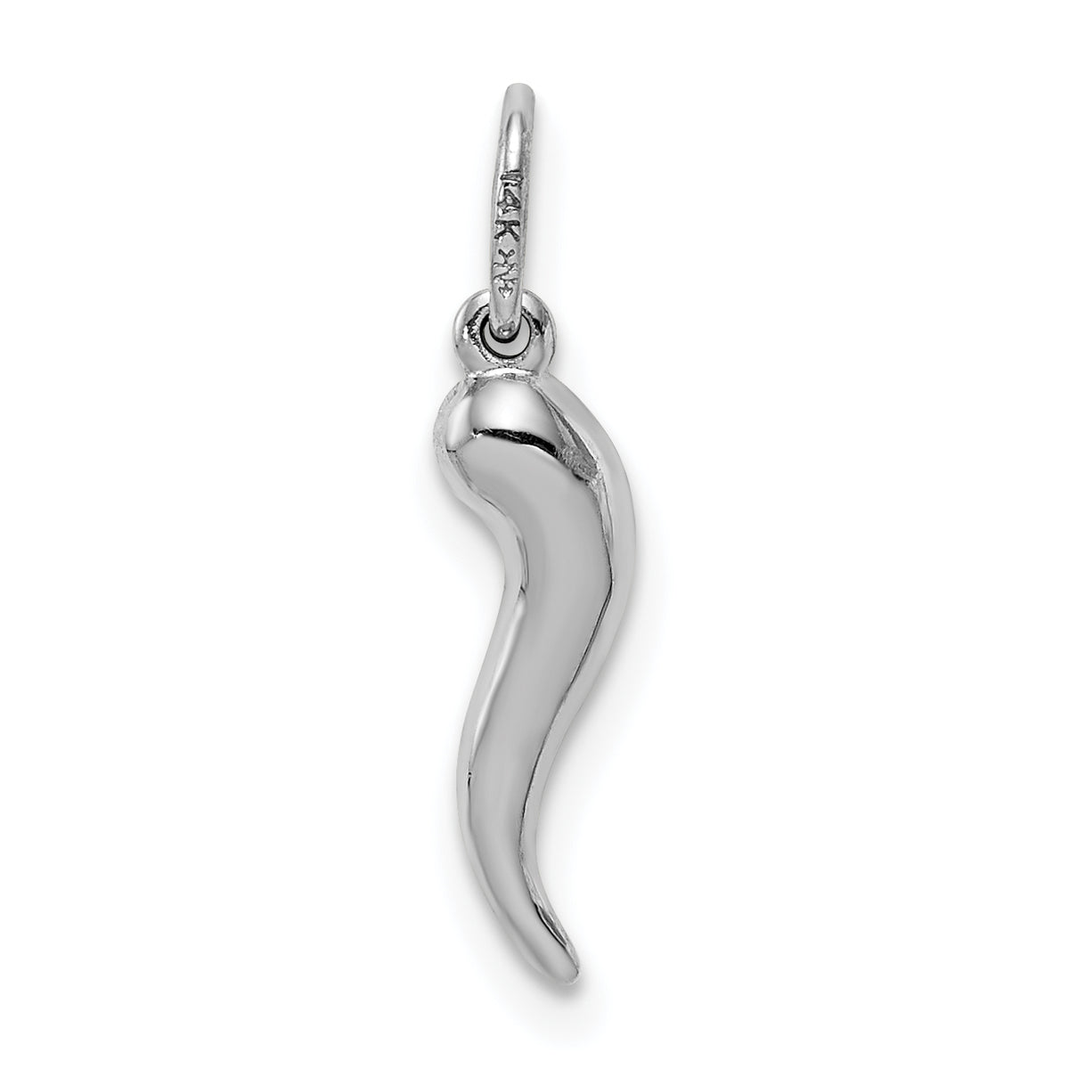 Gold Polished Italian Horn Pendant - 14k White Gold / 5 x 14.5 mm