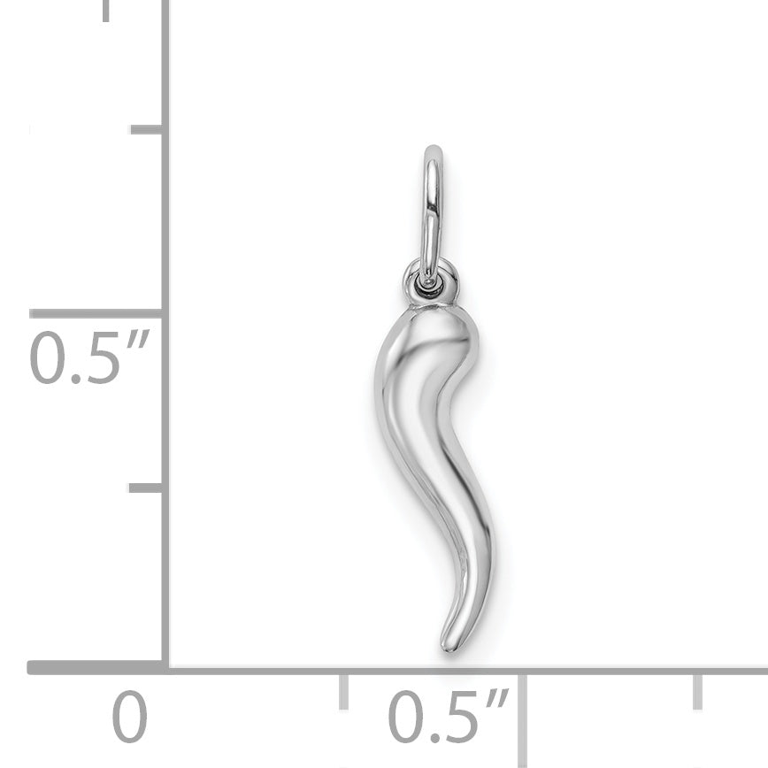 Gold Polished Italian Horn Pendant - 14k White Gold / 5 x 14.5 mm