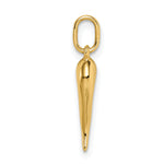 Gold Polished Italian Horn Pendant - 14k Yellow Gold / 5 x 14.5 mm