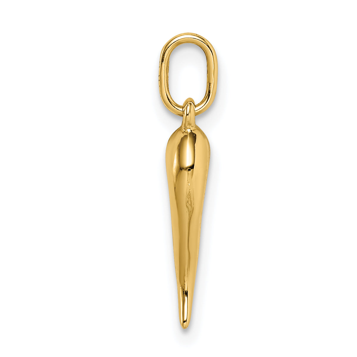 Gold Polished Italian Horn Pendant - 14k Yellow Gold / 5 x 14.5 mm
