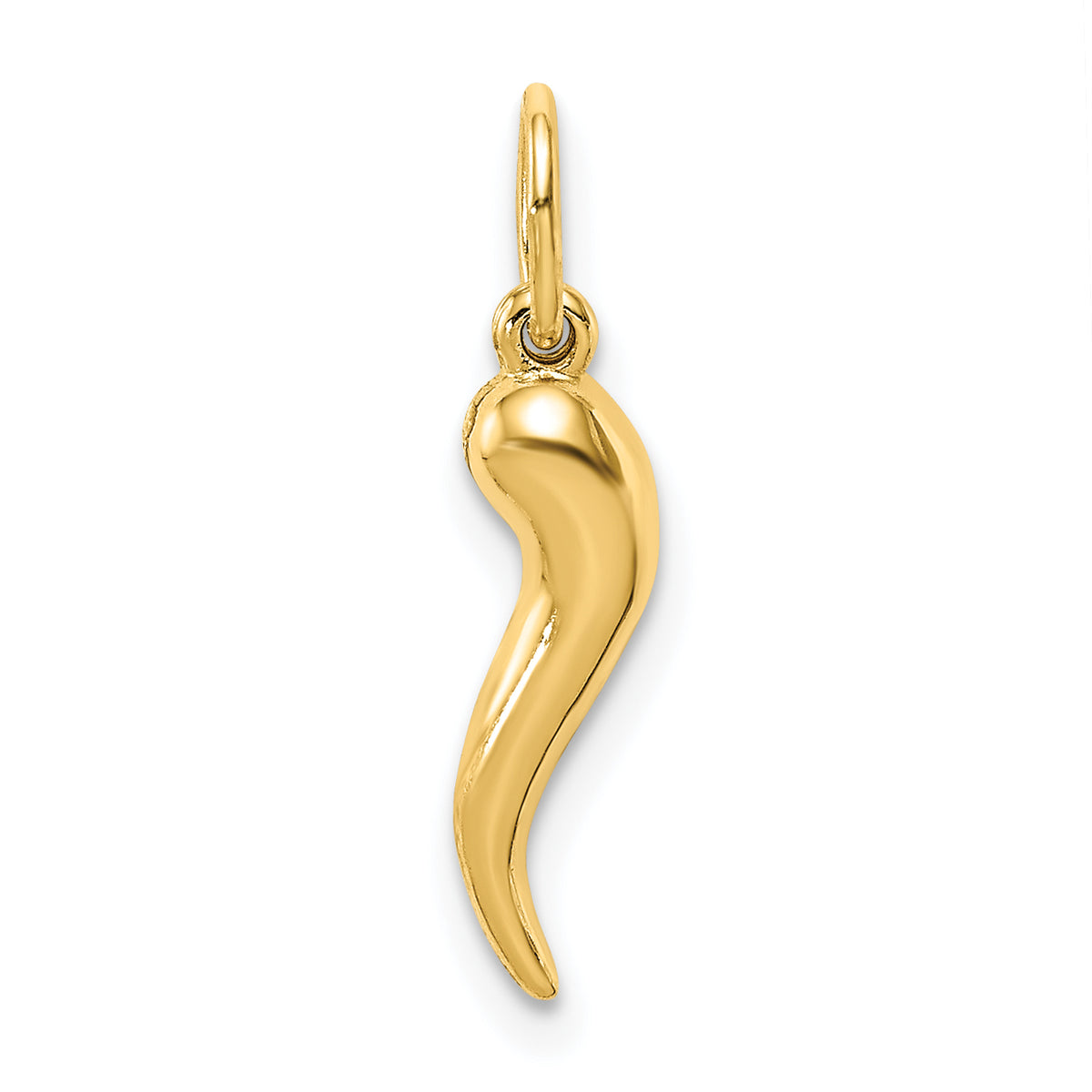 Gold Polished Italian Horn Pendant - 14k Yellow Gold / 5 x 14.5 mm