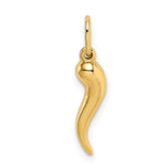 Gold Polished Italian Horn Pendant - 14k Yellow Gold / 5 x 14.5 mm