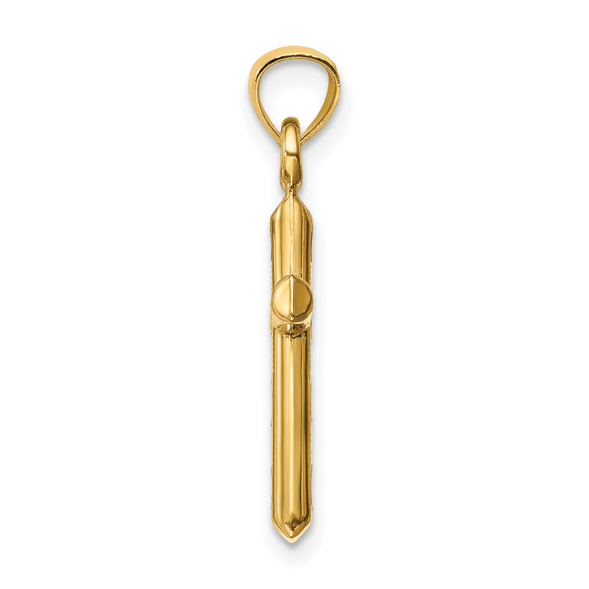 14k Yellow Gold Hollow Diamond-cut Cross Pendant, view 2