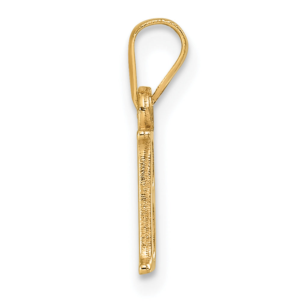 14k Yellow Gold Polished Block Letter A Initial Pendant, view 2