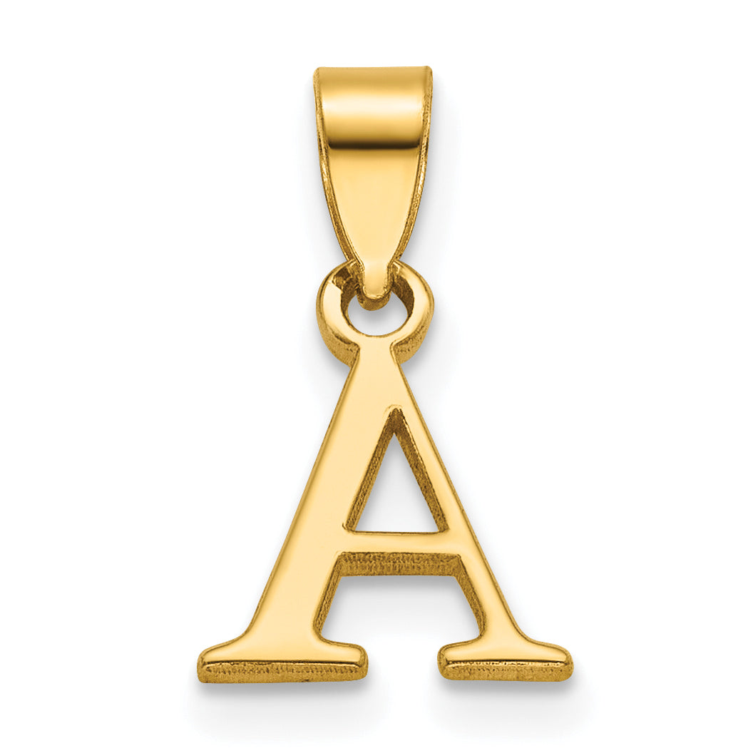 14k Yellow Gold Polished Block Letter A Initial Pendant