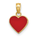 14k Yellow Gold Polished Red Enameled Heart Pendant