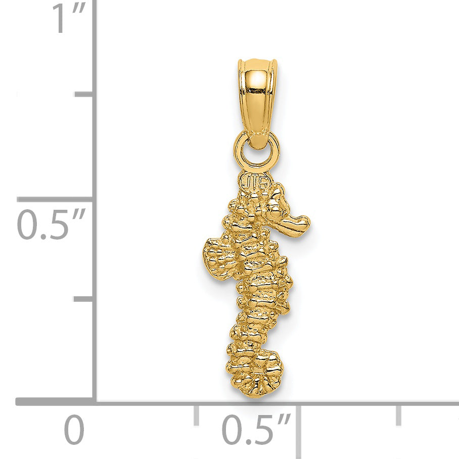 Gold Polished Seahorse Pendant - 14k Yellow Gold / 6.5 x 16.5 mm