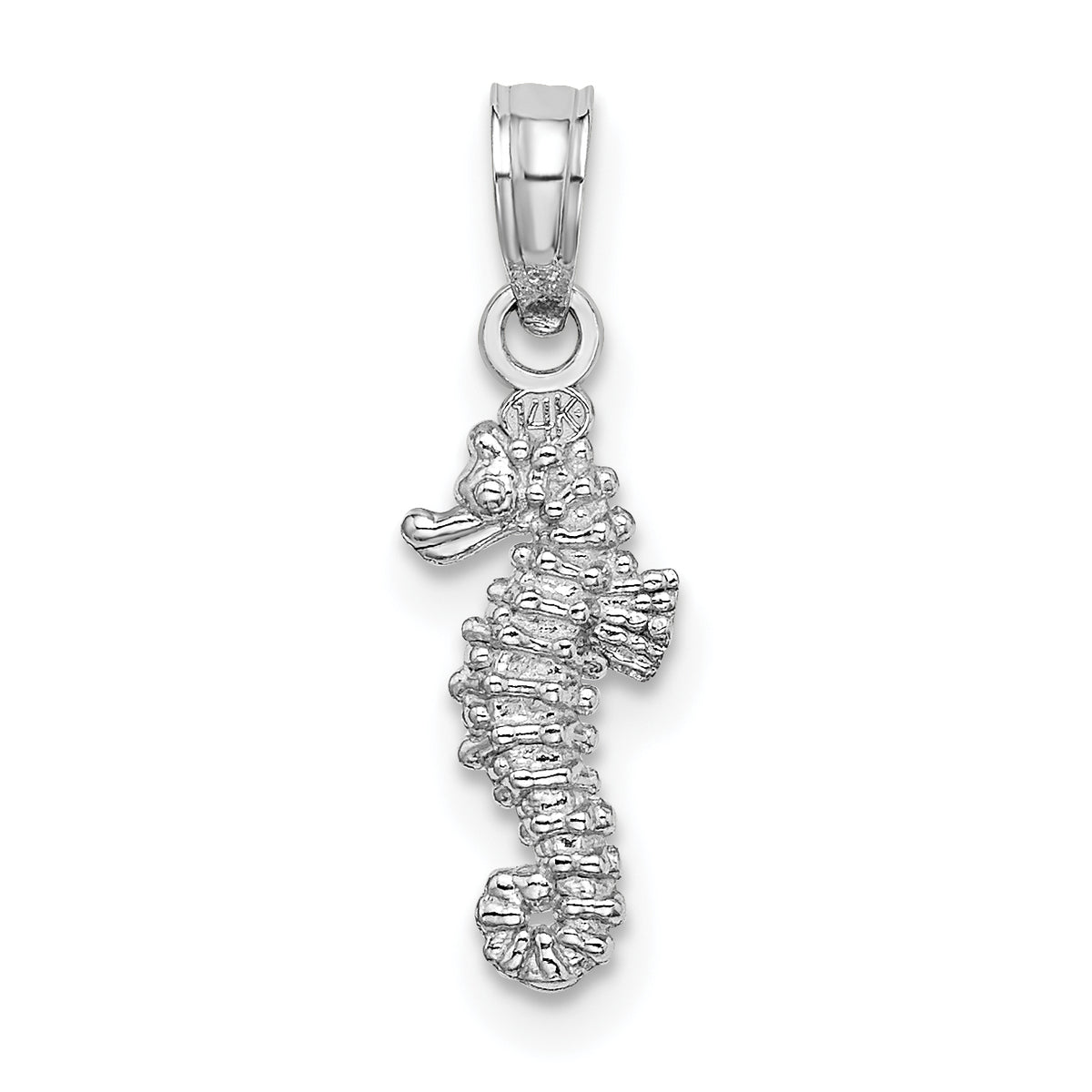 Gold Polished Seahorse Pendant - 14k White Gold / 6.5 x 16.5 mm