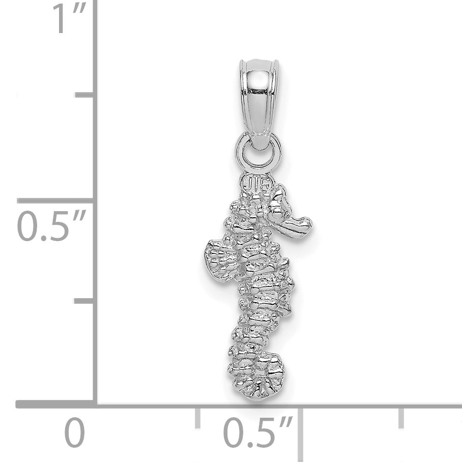 Gold Polished Seahorse Pendant - 14k White Gold / 6.5 x 16.5 mm
