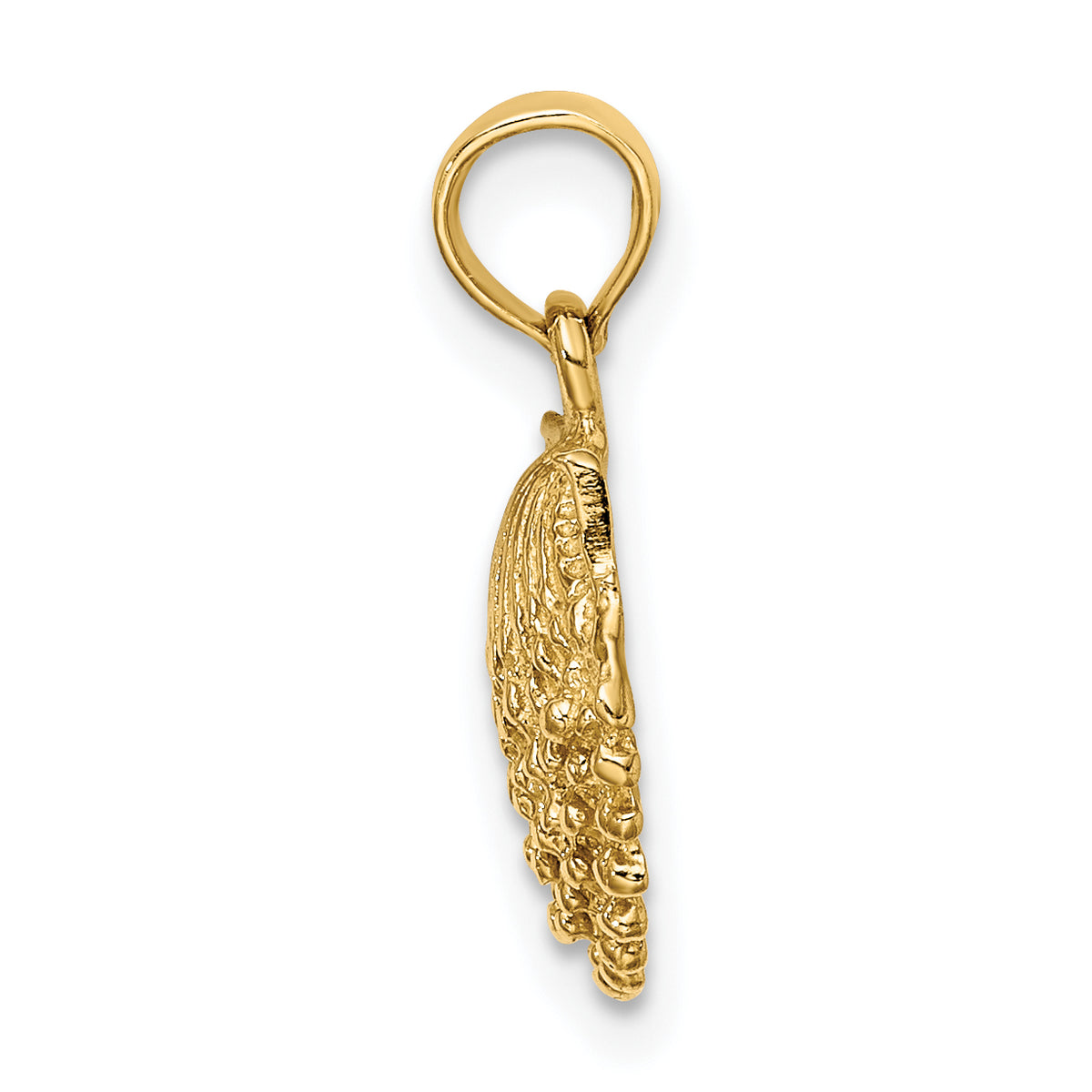 14k Yellow Gold Textured Scallop Shell Charm, view 2