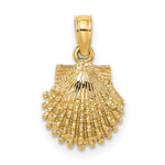 14K Textured Scallop Shell Charm