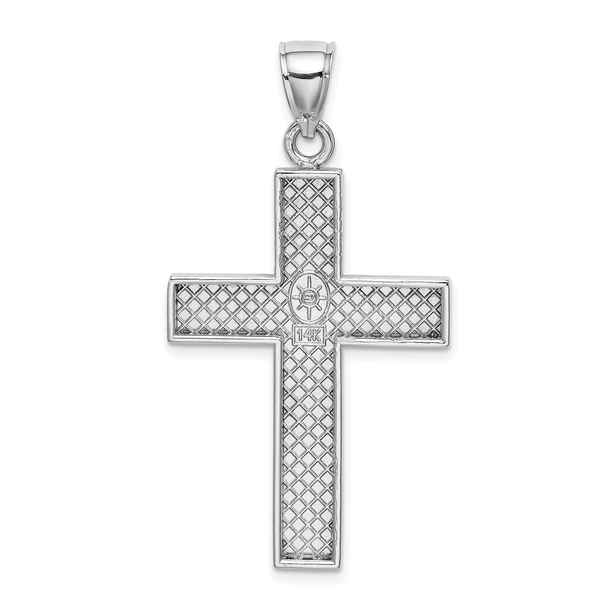 Gold Polished Latin Pendant - 14k White Gold / 23 x 34.8 mm / 42.8x23mm
