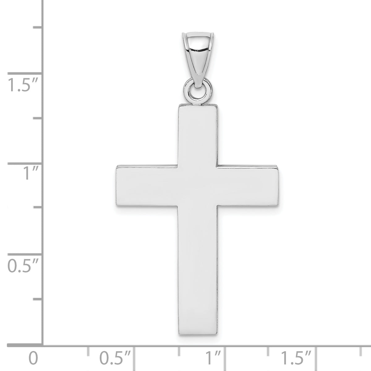 Gold Polished Latin Pendant - 14k White Gold / 23 x 34.8 mm / 42.8x23mm