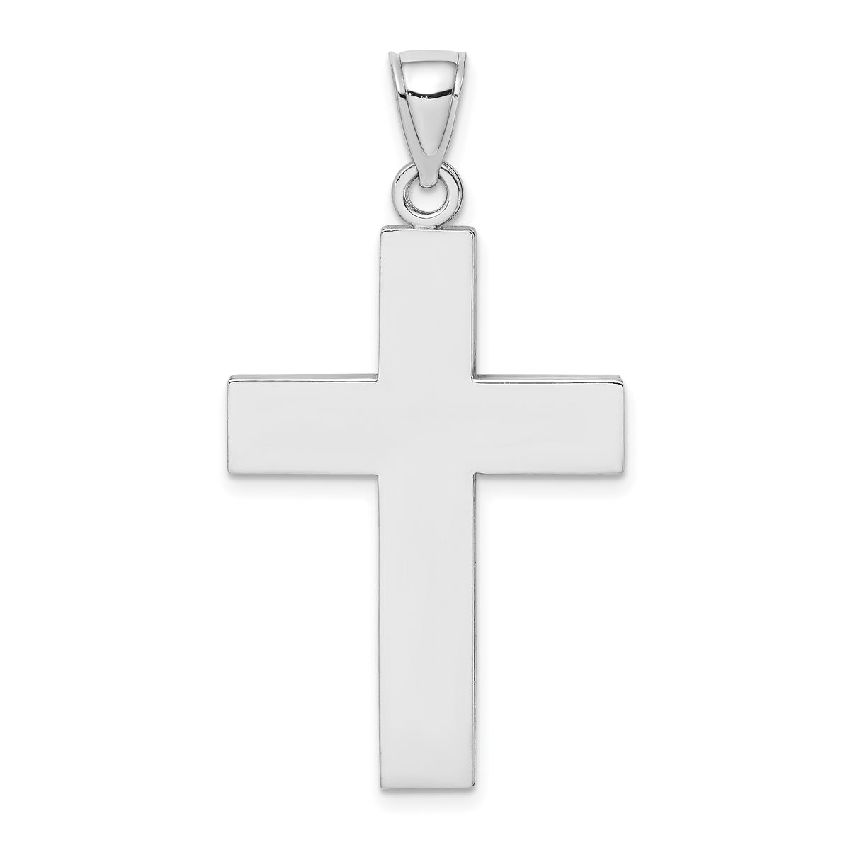 Gold Polished Latin Pendant - 14k White Gold / 23 x 34.8 mm / 42.8x23mm