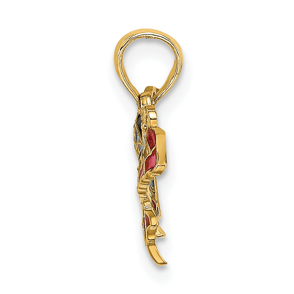 14K Small Enameled Blue and Red Butterfly Charm - 17 x 11 mm
